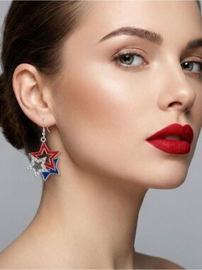 Star Layered Drop Earrings - Red, Blue & White - Independence Day